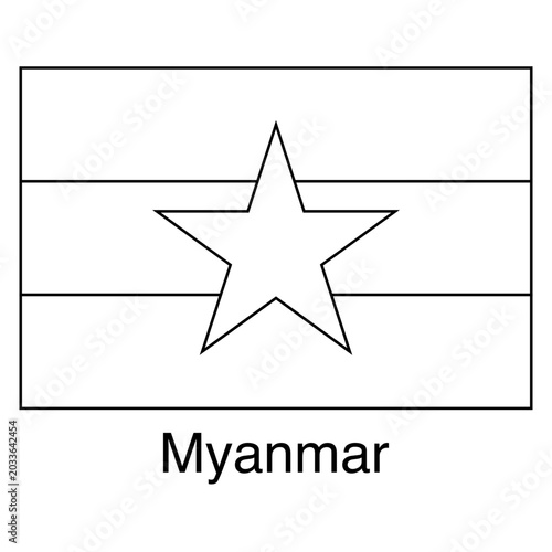 Myanmar National Flag Outline