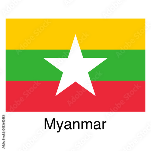 Myanmar flag and country name