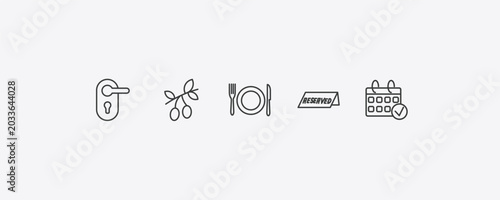 Foto hotel and restaurant outline icon set