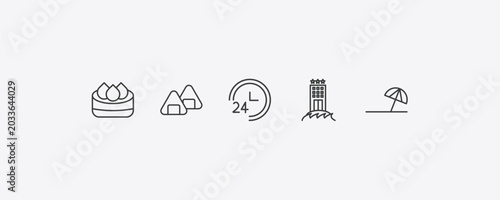 Schilderij op canvas hotel and restaurant outline icon set