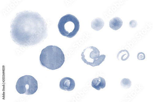 Navy Watercolor Circle Set | Hand Drawn Background Elements