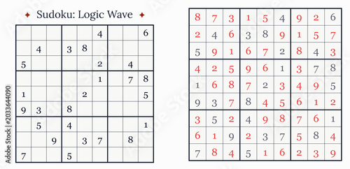 Quadro em tela Sudoku puzzle, brain training, logic challenge, grid layout