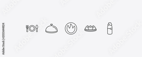 Bild auf Leinwand food outline icon set