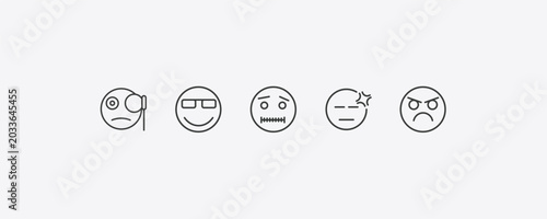 Принти на полотні emoji outline icon set