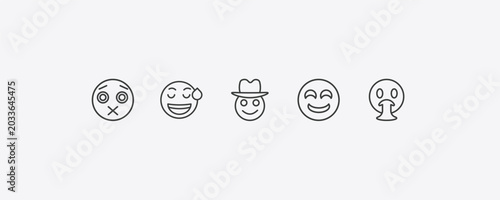 Photos emoji outline icon set