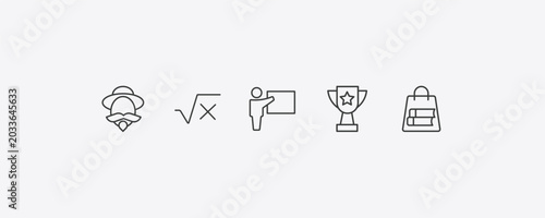 Fotografia education outline icon set