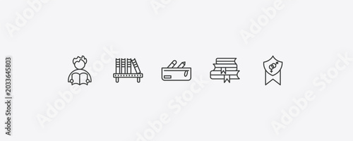 Fotografía education outline icon set