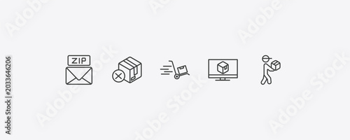 Bild auf Leinwand delivery and logistic outline icon set