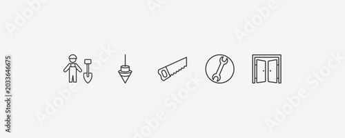 Schilderij op canvas construction outline icon set