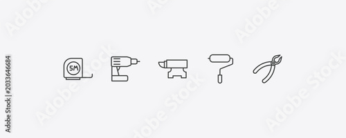 Canvastavla construction tools outline icon set
