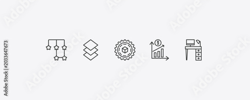 Bild auf Leinwand business outline icon set