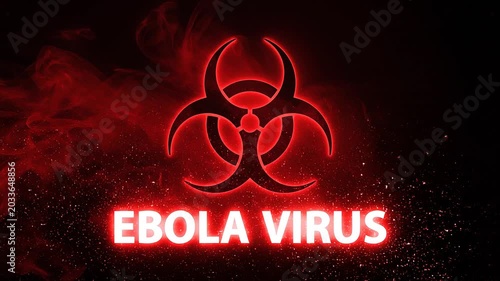 A glowing red biohazard symbol with 