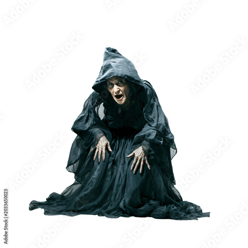 Spooky Scared Witch Transparent PNG Isolated White Background