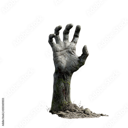 Spooky Zombie Hand Emerging from Ground - Halloween Horror Scene