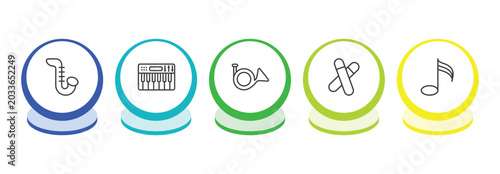Foto music and media outline icon set