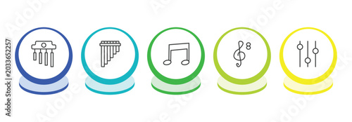 Photography music and media outline icon set
