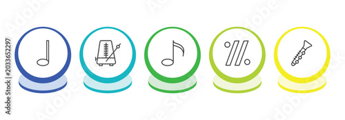 Fotografia music and media outline icon set