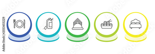 Bild auf Leinwand hotel and restaurant outline icon set