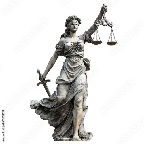 Lady of Justice Statue on Transparent Background for Legal Design Concepts