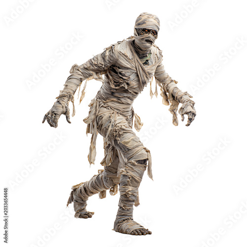 Terrifying Halloween Mummy on Transparent Background PNG Isolated for Creepy Halloween Designs