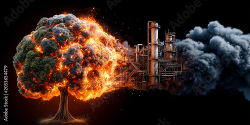 Innovative sustainable business models transforming industry practices amid environmental challenges global scale mixed media dramatic contrast