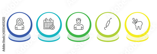 Photography dentist outline icon set