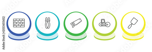 Schilderij op canvas construction tools outline icon set