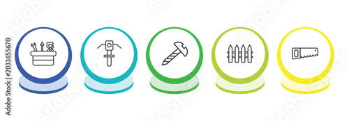Schilderij op canvas construction tools outline icon set