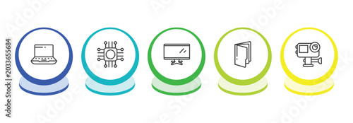 Foto computer outline icon set
