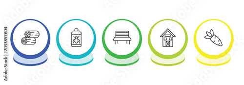 Bild auf Leinwand agriculture farming outline icon set