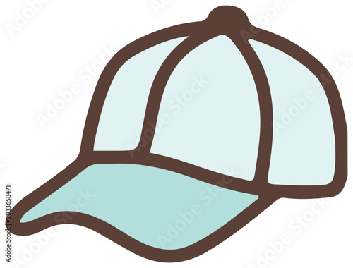 Organic dynamic baseball cap hat vector icon representing personal style, outfit, and casual routine.