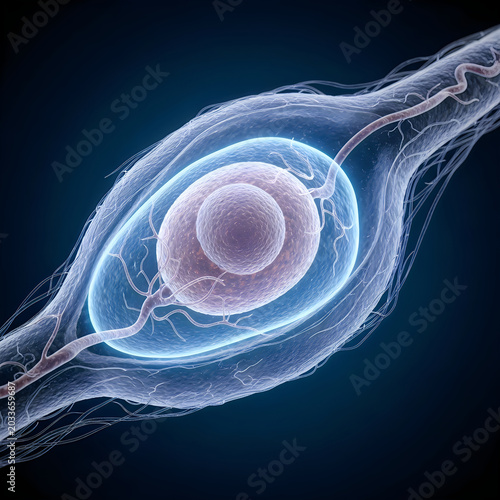 Human egg cell, ovum, zygote, microscopic view, biology, science, medical