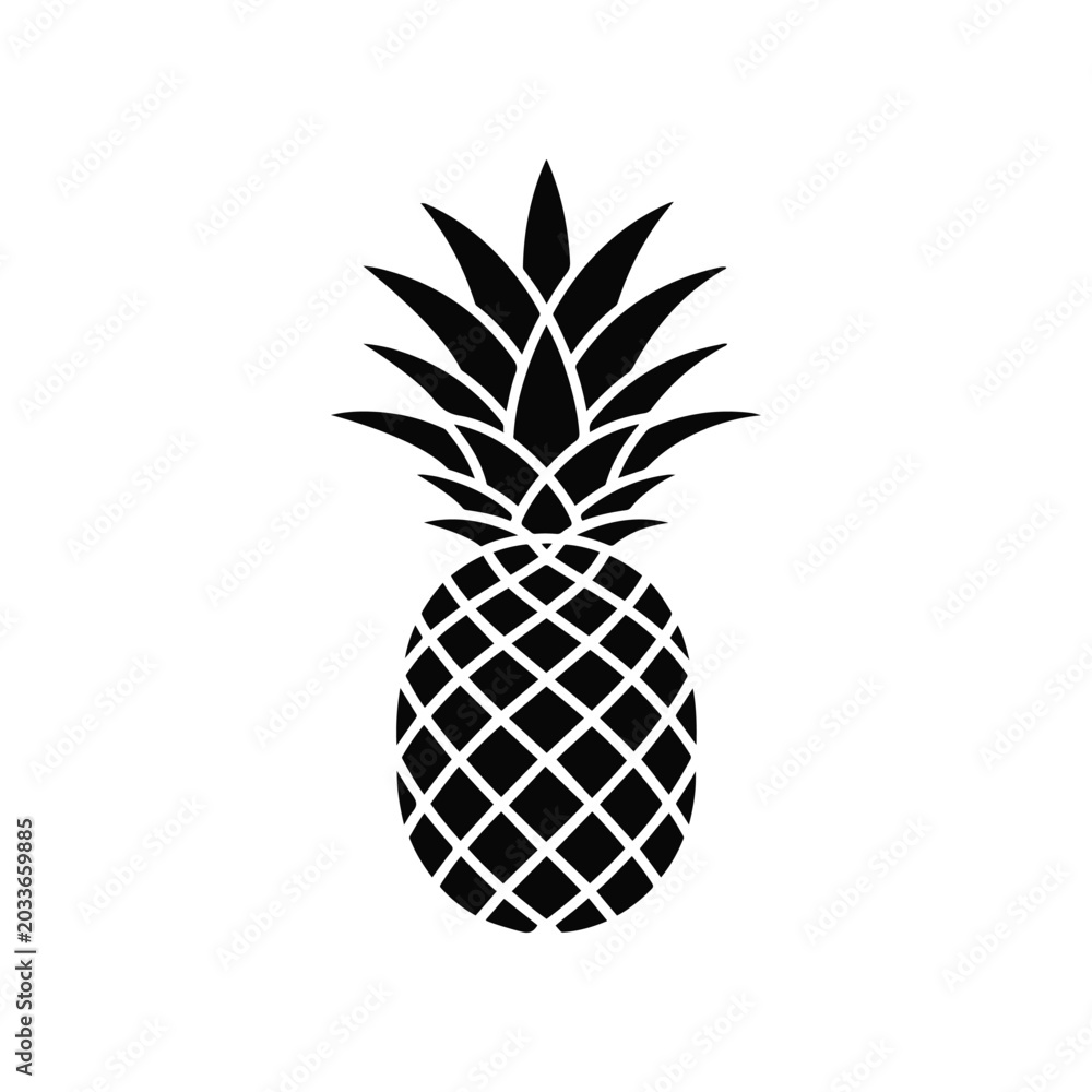 Obraz premium Black silhouette of a pineapple