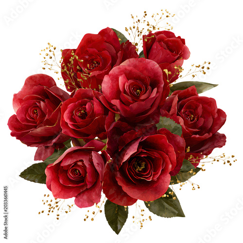 Exquisite Red Roses Bouquet Illustration for Valentine's Day Celebration