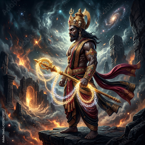 Fierce Lord Yama, Hindu God...