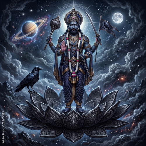 Shani Dev Deity Standing on...