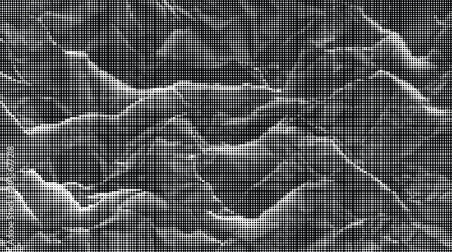 Foto Gray crumpled paper texture with transparent background shows rugged landscape