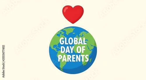 Global Day of Parents illustration with heart and globe