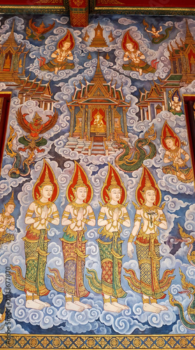 Angels in Thai line art style 
