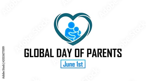 Global Day of Parents logo, heart symbol with parent and child, June 1st