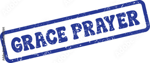 Quadro su tela Grace Prayer blue grunge stamp emphasizes spiritual devotion, communication with