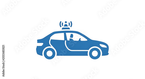Illustration of a blue police car with a siren on top isolated on a white background vector image ai generated