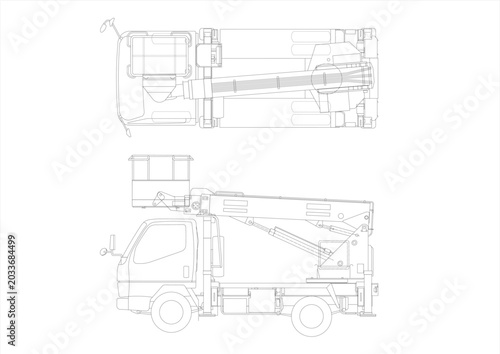 Foto A telescopic boom truck is a heavy-duty vehicle that is extremely useful for wor