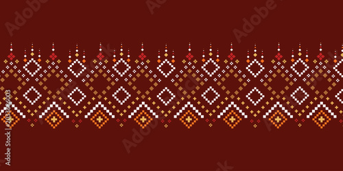 Foto Nature vintages cross stitch traditional ethnic pattern paisley flower Ikat back