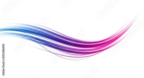 Abstract Dynamic Blue and Pink Flowing Lines with Vibrant Light Trails on White Background