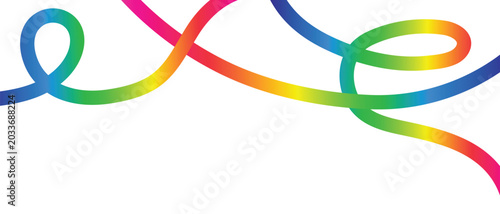 Vibrant abstract background featuring a colorful gradient wavy ribbon and swirling lines on a clean white backdrop. Perfect for modern design.