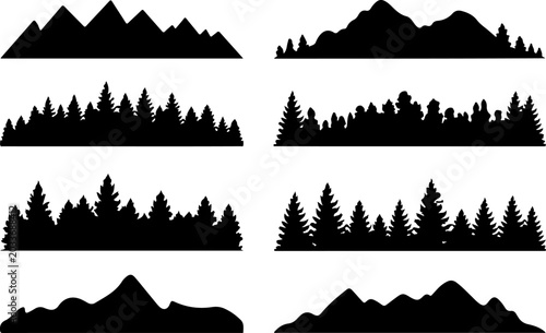 Mountain Forest Silhouette Bundle Vector Set