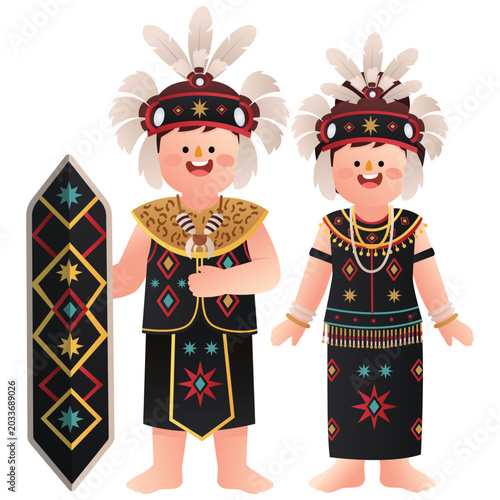 Vászonkép Indonesia Traditional Costume Illustration