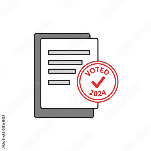 Ballot paper with red 2024 voted stamp.