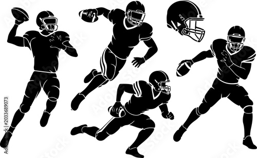 Football Player Silhouette SVG Bundle